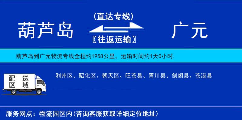 葫蘆島到廣元物流專線