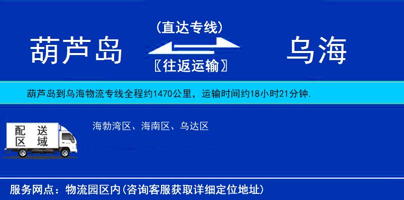 葫蘆島到烏海物流專線
