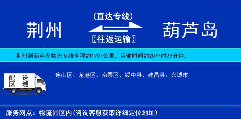 荊州到葫蘆島物流專線