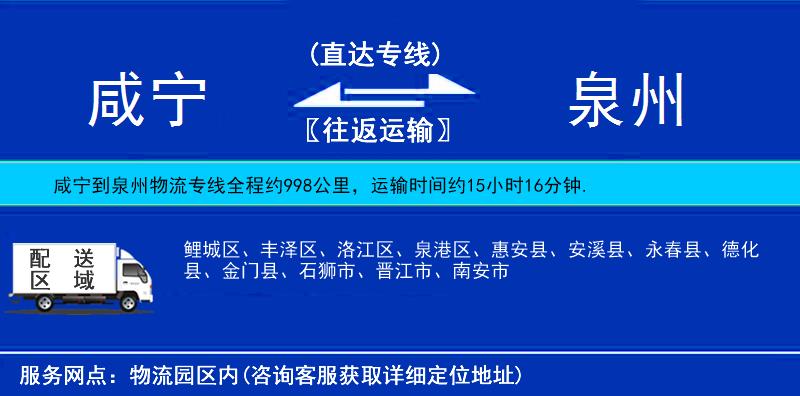 咸寧到泉州物流專線