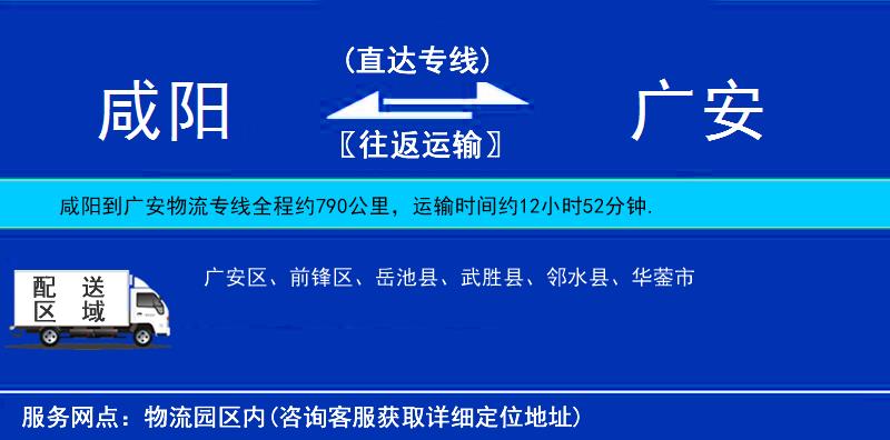 咸陽到廣安物流專線