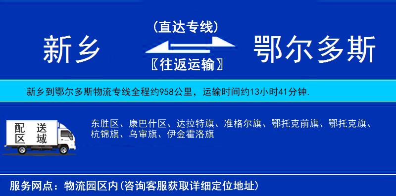 新鄉(xiāng)到鄂爾多斯物流專線