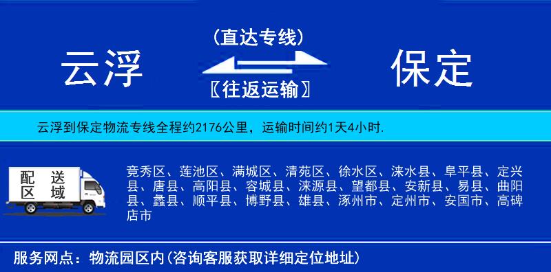 云浮到保定物流專線